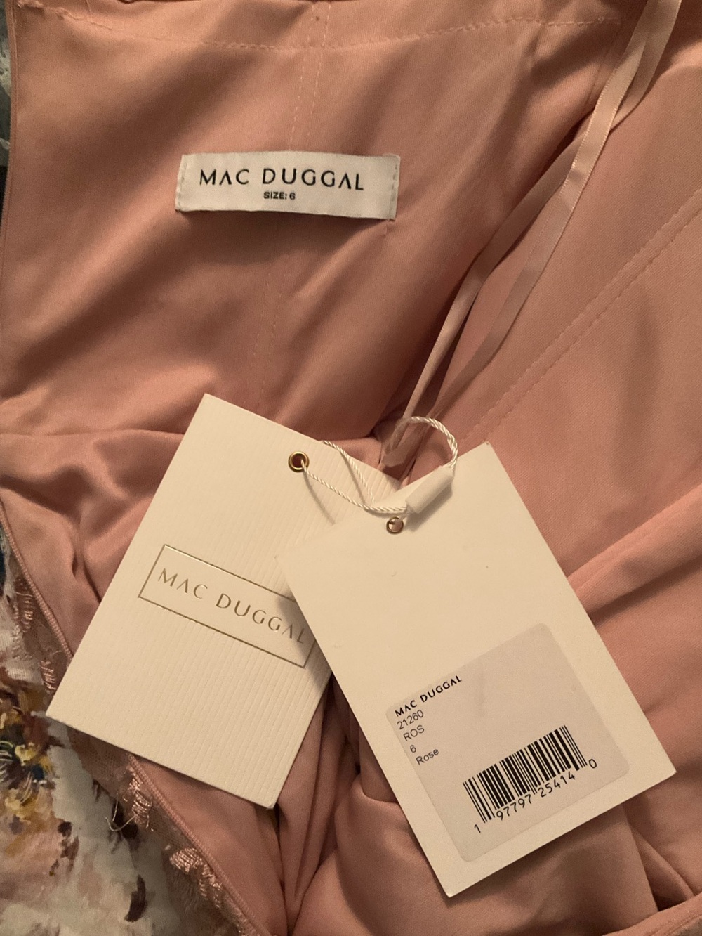 MAC DUGGAL Pink Size 6 Satin Off The Shoulder Embroidered Mermaid Gown - Picture 13 of 13